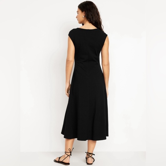 NWT! Old Navy Black Fit & Flare Midi Dress - TALL SIZES ONLY 💜 - Picture 2 of 10